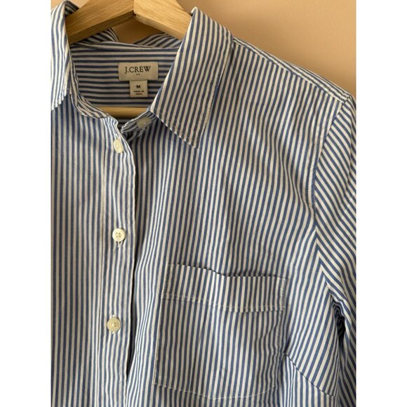 J . Crew Cotton Poplin Button Up Signature Fit Shirt Preppy Nautical Modest M - Picture 10 of 10